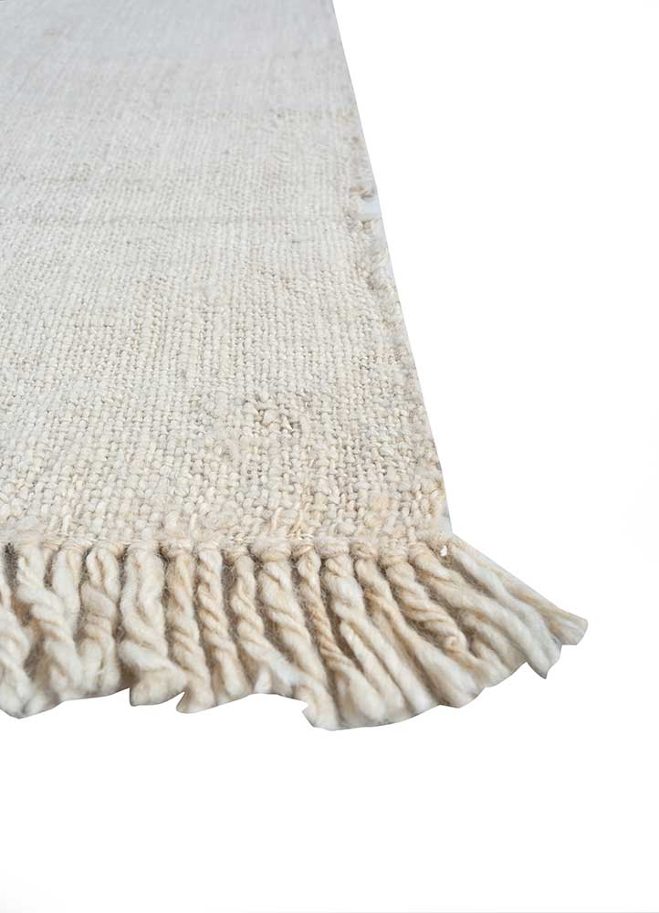 bespoke sile ivory wool Hand Loom Rug - Corner