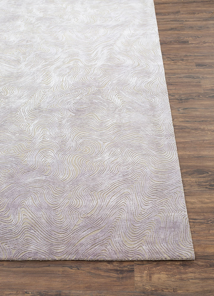 free verse by kavi pink and purple wool and silk Hand Knotted Rug - Corner