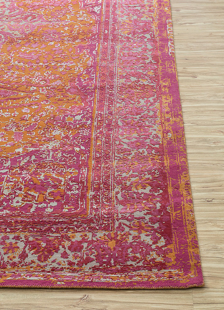 free verse by kavi red and orange wool and silk Hand Knotted Rug - Corner free verse by kavi red and orange wool and silk Hand Knotted Rug - Corner