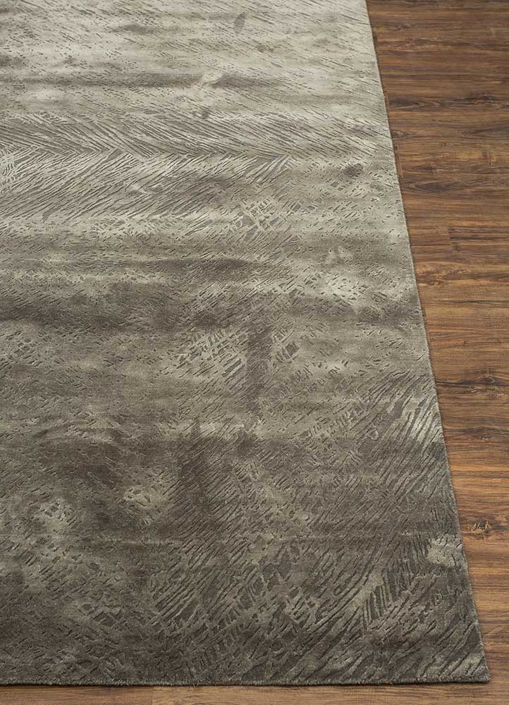 free verse by kavi beige and brown wool and silk Hand Knotted Rug - Corner