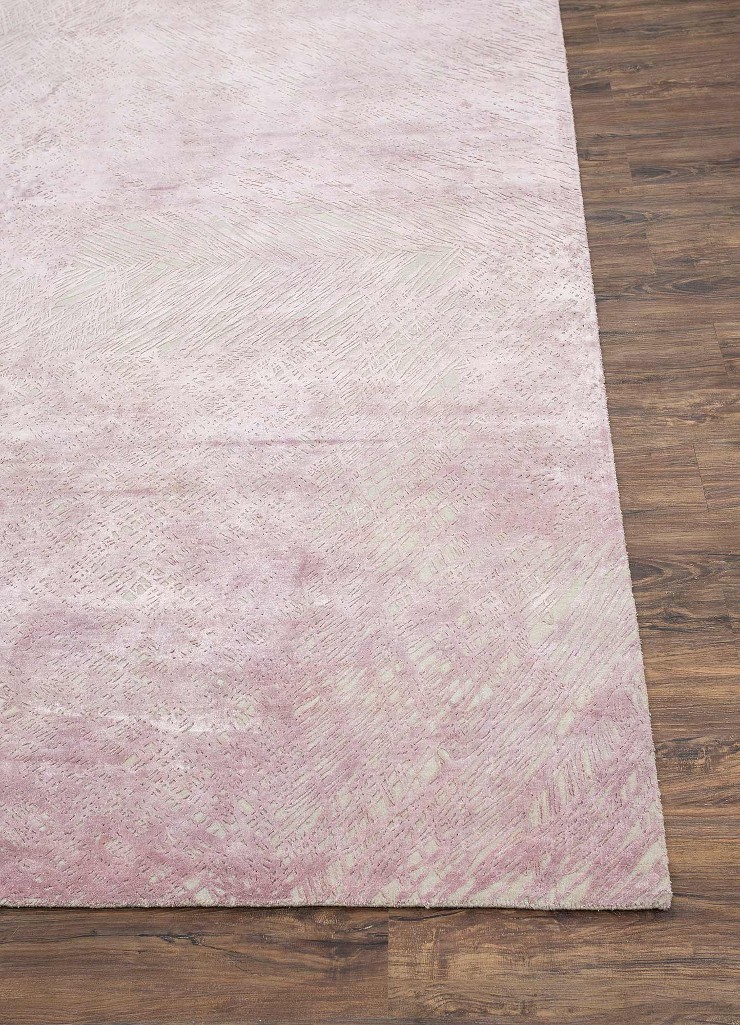 free verse by kavi pink and purple wool and silk Hand Knotted Rug - Corner