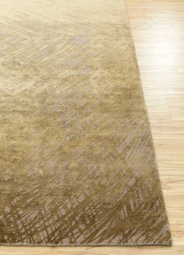 free verse by kavi beige and brown wool and silk Hand Knotted Rug - Corner