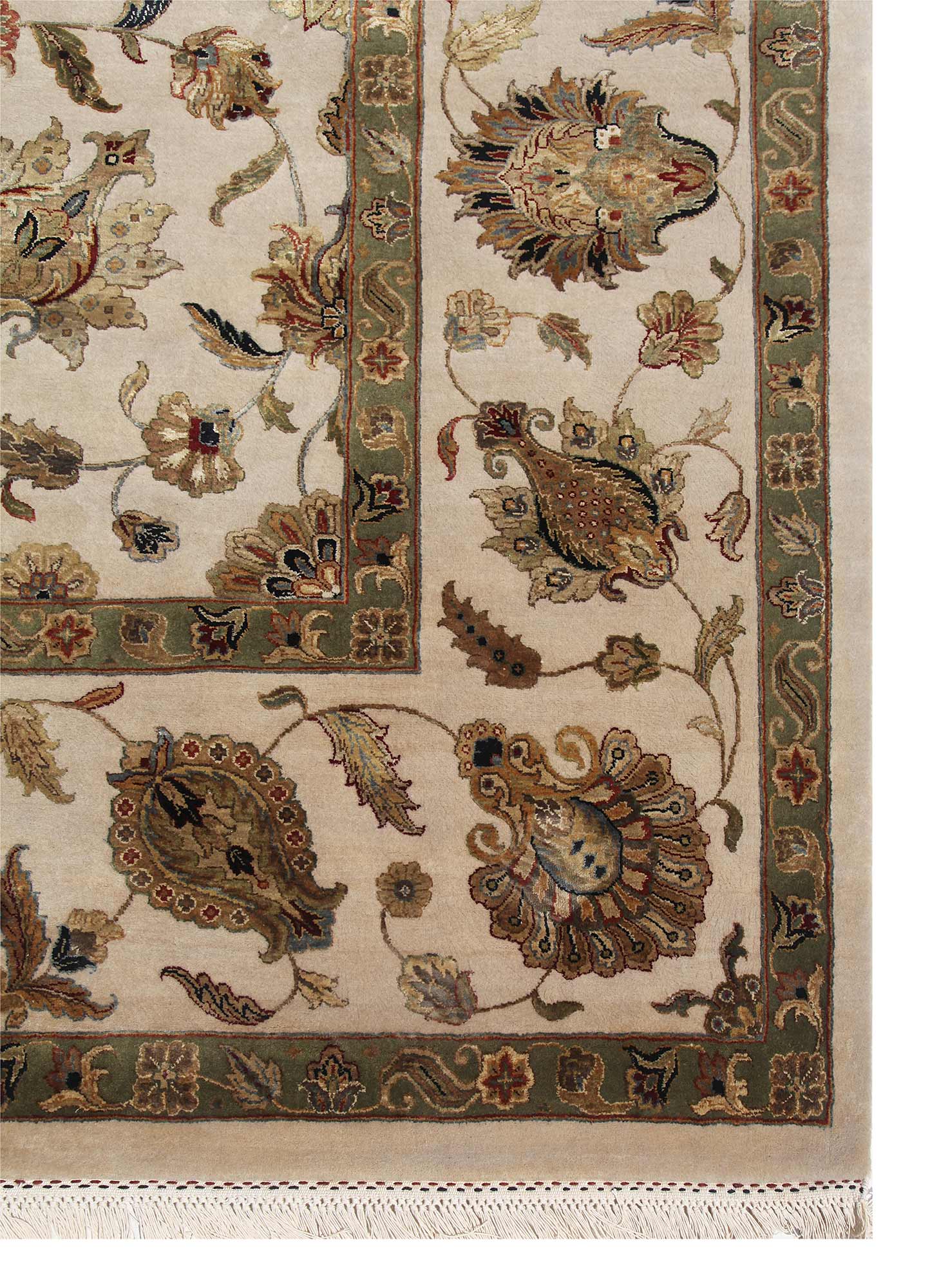 aurora ivory wool and silk Hand Knotted Rug - Corner