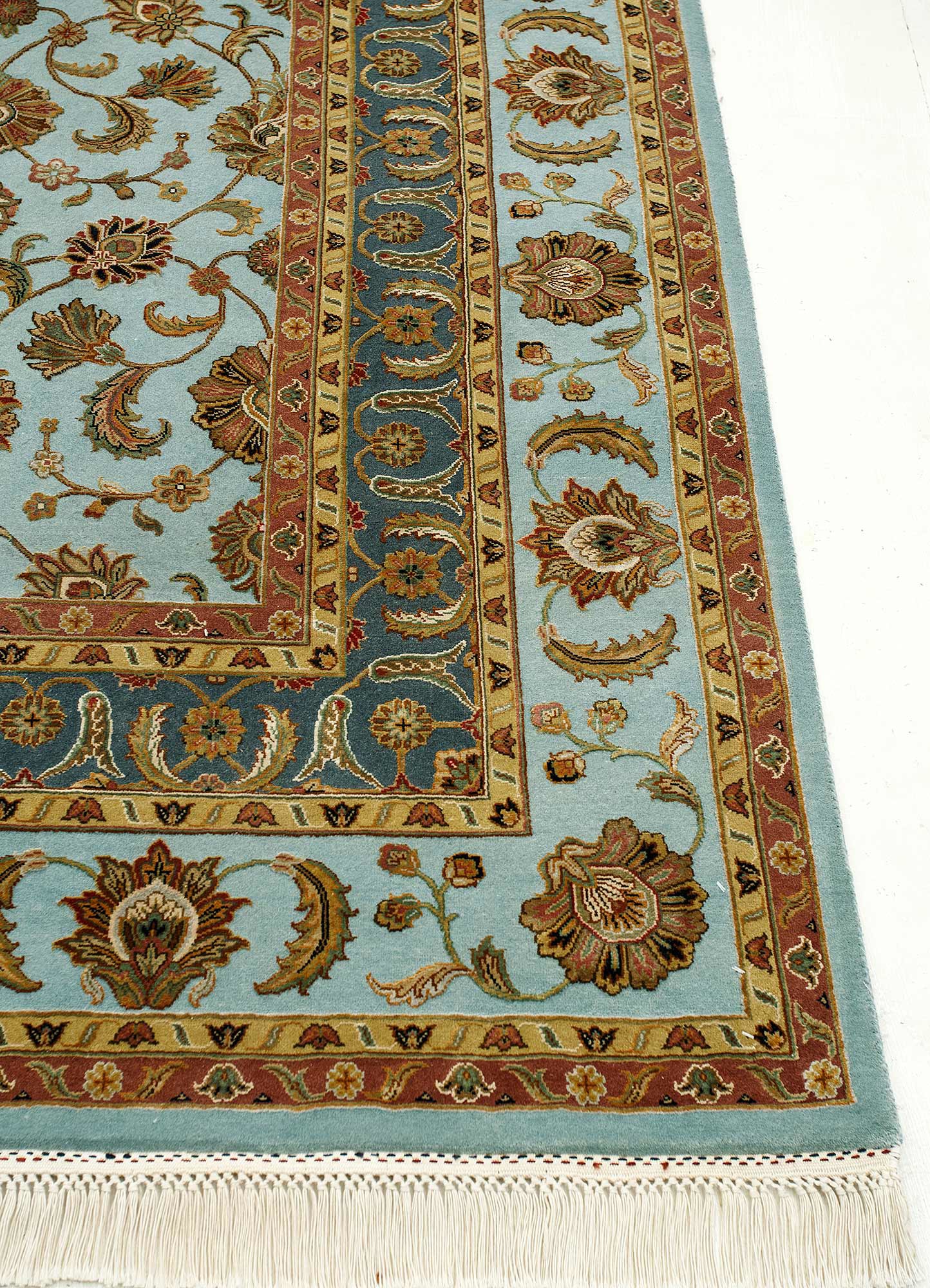 aurora blue wool and silk Hand Knotted Rug - Corner aurora blue wool and silk Hand Knotted Rug - Corner