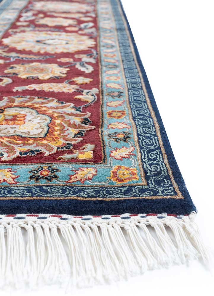 aurora blue wool and silk Hand Knotted Rug - Corner