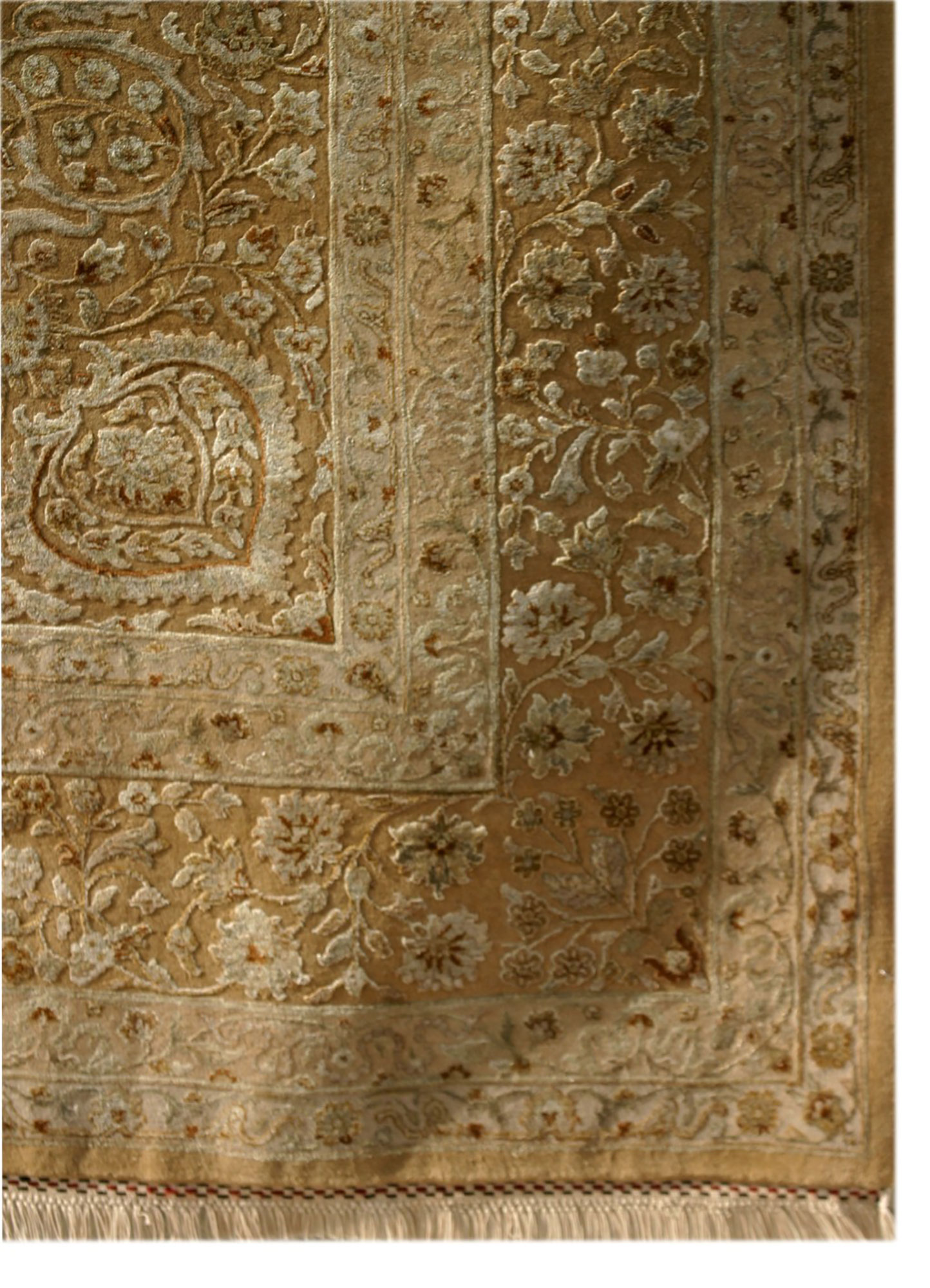 aurora gold wool and silk Hand Knotted Rug - Corner