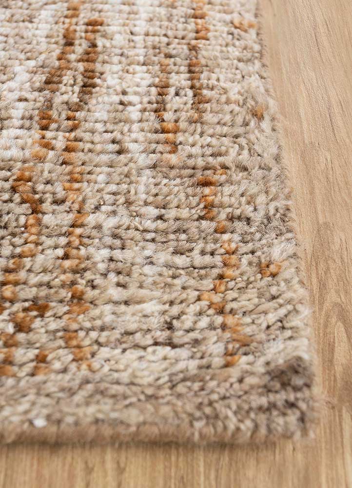 manifest beige and brown wool Hand Knotted Rug - Corner