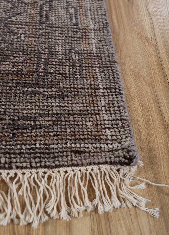 erbe grey and black wool Hand Knotted Rug - Corner