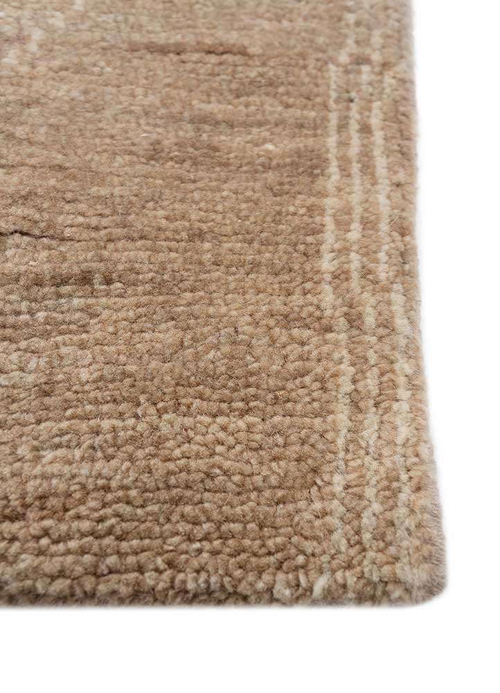 manifest beige and brown wool Hand Knotted Rug - Corner