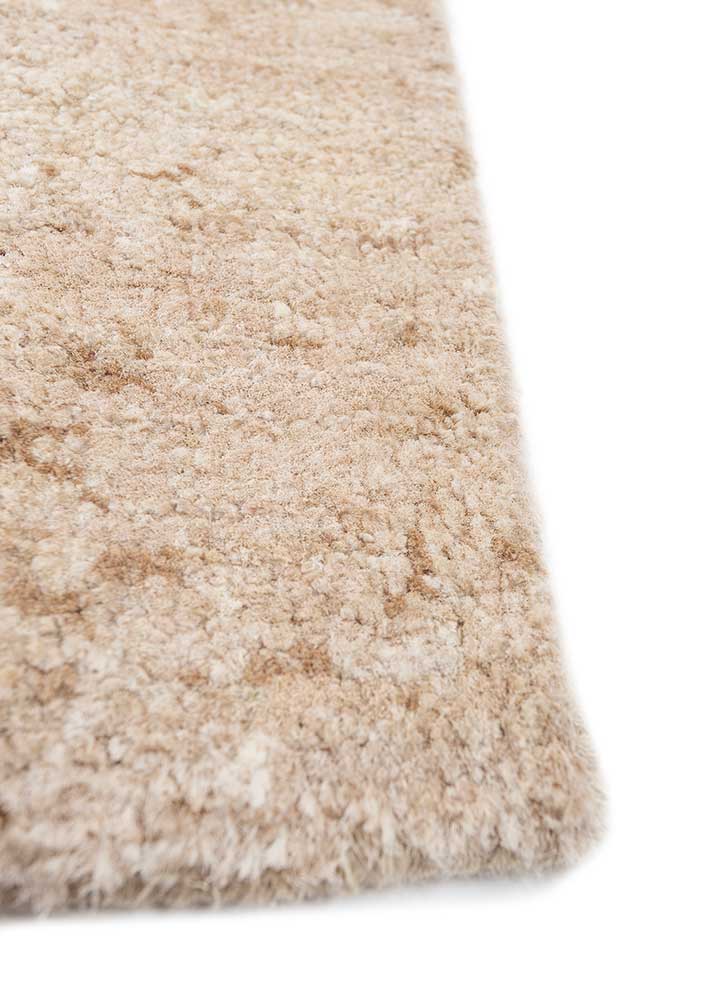 far east beige and brown silk Hand Knotted Rug - Corner