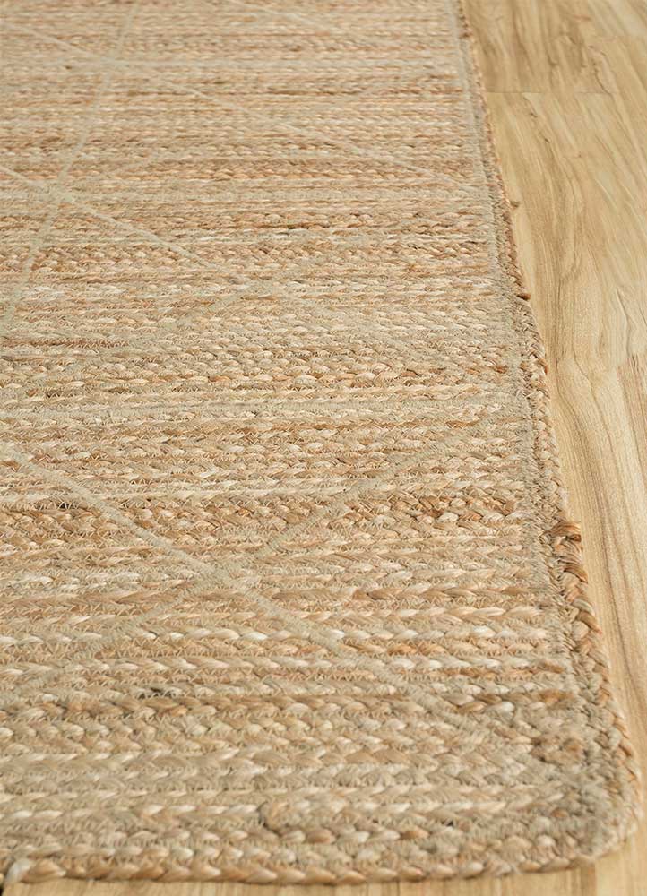 abrash beige and brown jute and hemp Flat Weaves Rug - Corner