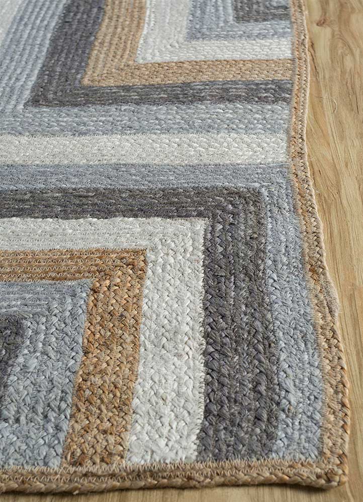 abrash grey and black jute and hemp Flat Weaves Rug - Corner