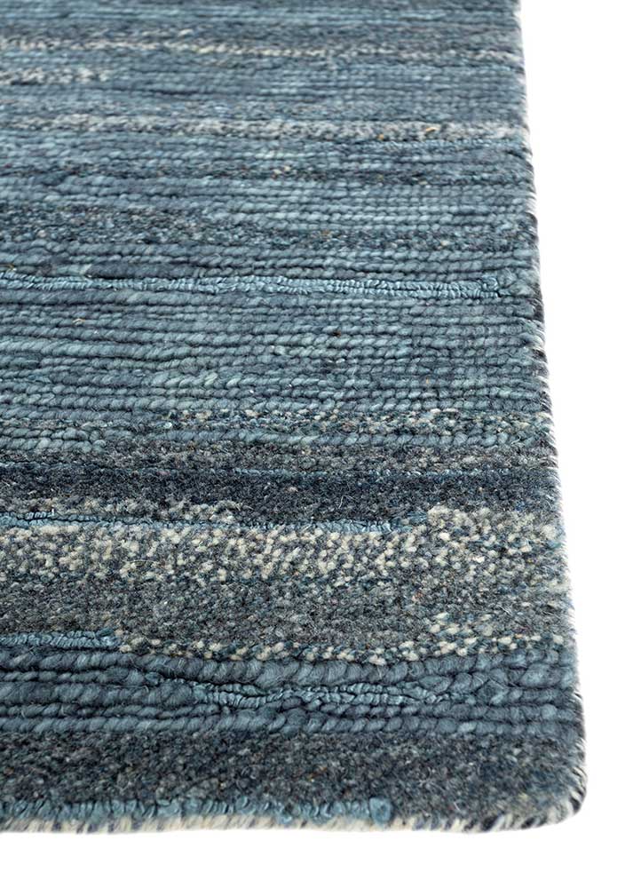 manifest blue wool and viscose Hand Knotted Rug - Corner