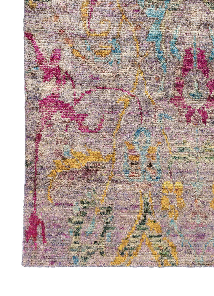 aprezo pink and purple silk Hand Knotted Rug - Corner aprezo pink and purple silk Hand Knotted Rug - Corner