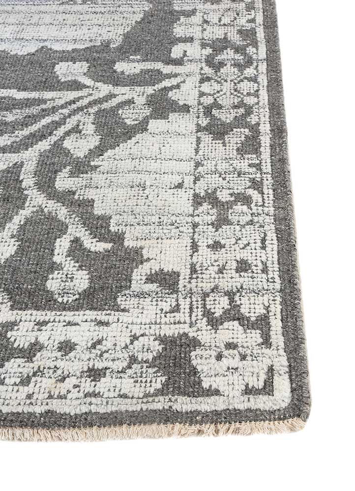 aprezo grey and black viscose Hand Knotted Rug - Corner