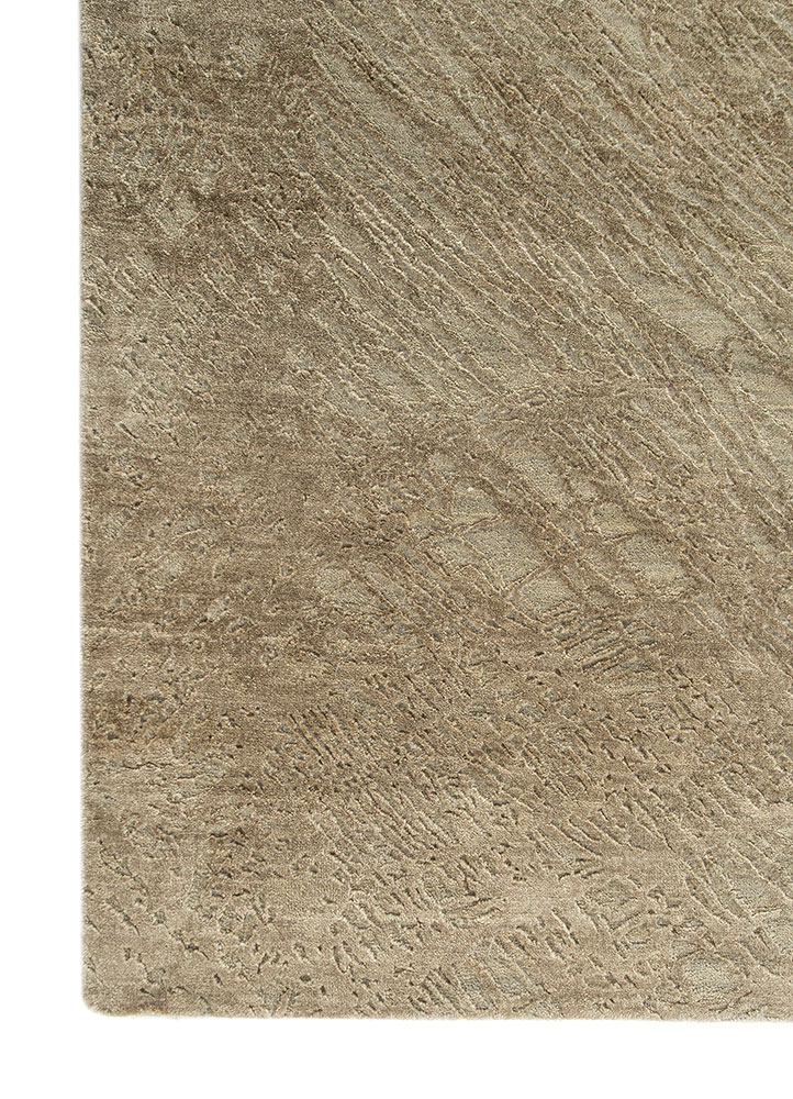 free verse by kavi green wool and silk Hand Knotted Rug - Corner