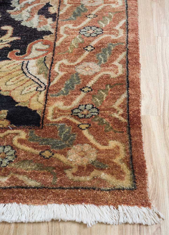 amani beige and brown wool Hand Knotted Rug - Corner