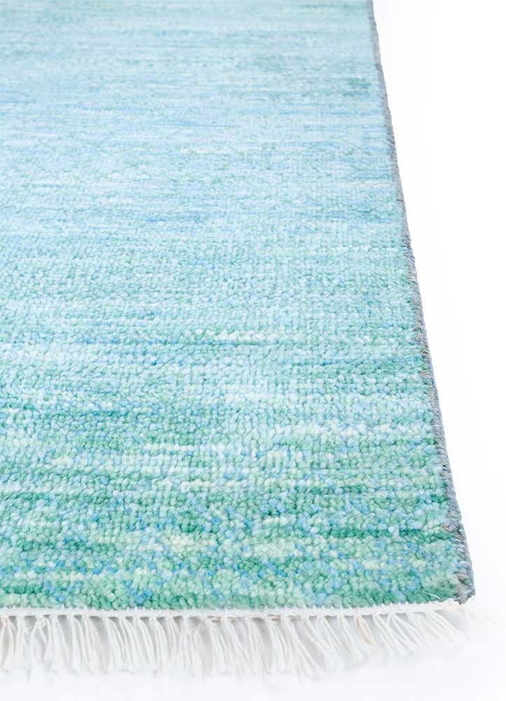 kairos blue wool Hand Knotted Rug - Corner