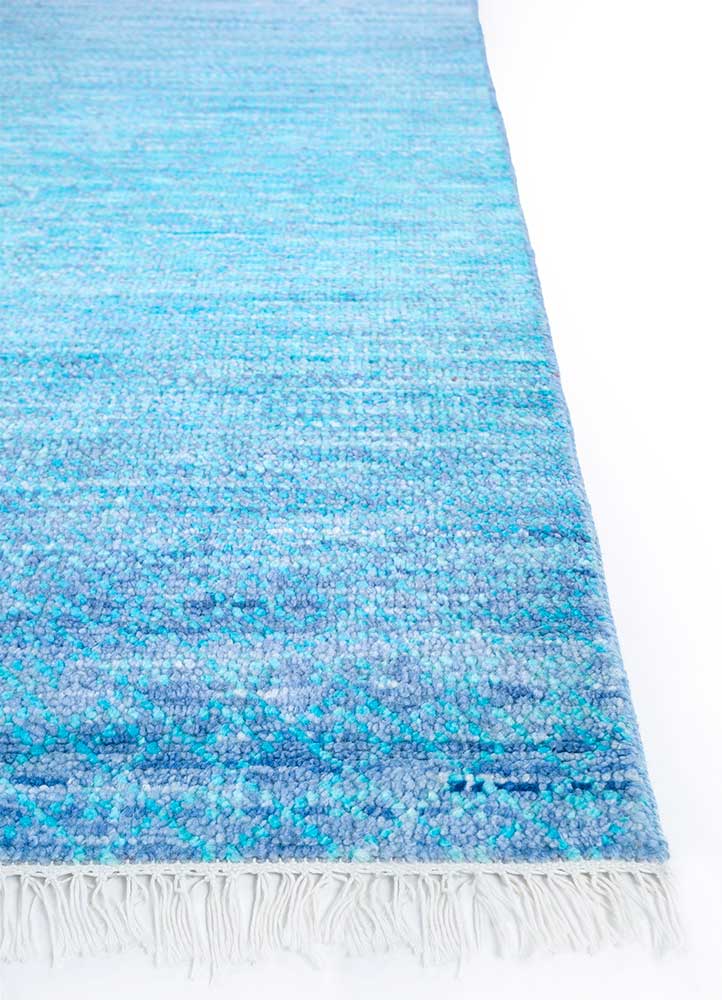 kairos blue wool Hand Knotted Rug - Corner