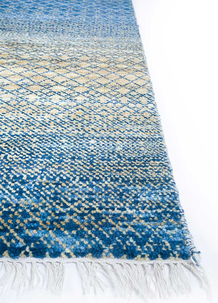 kairos blue wool Hand Knotted Rug - Corner