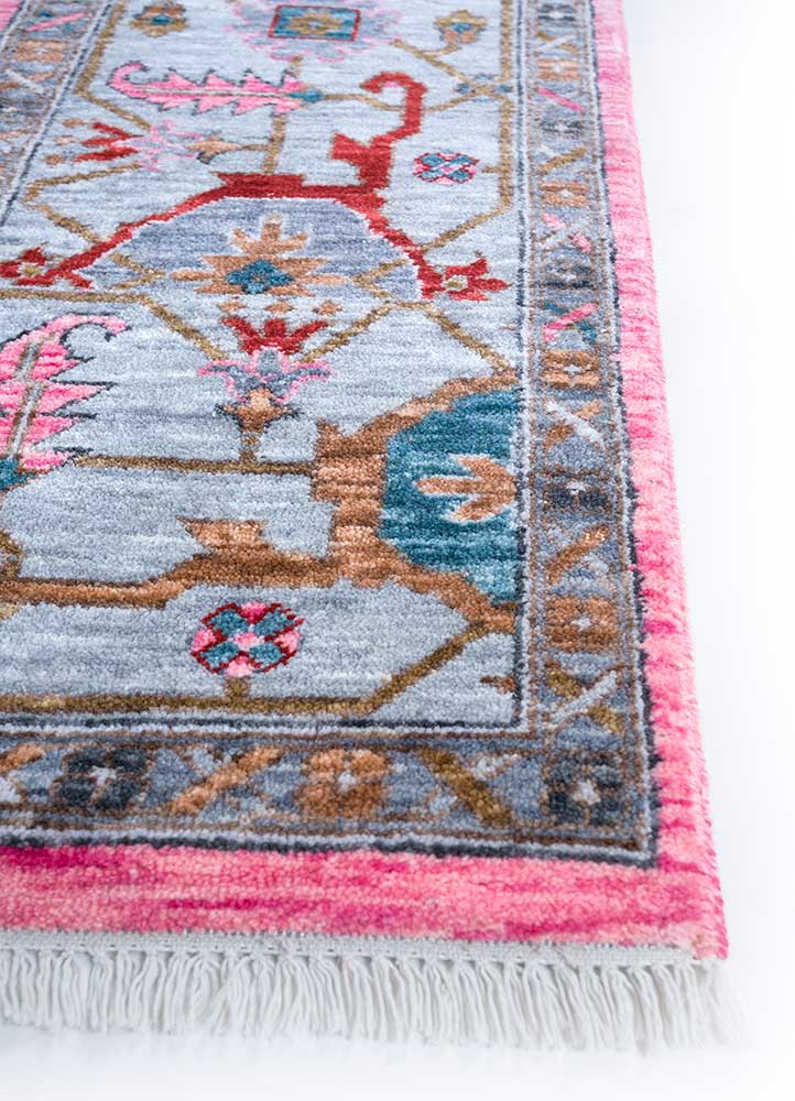 cyanna pink and purple wool Hand Knotted Rug - Corner