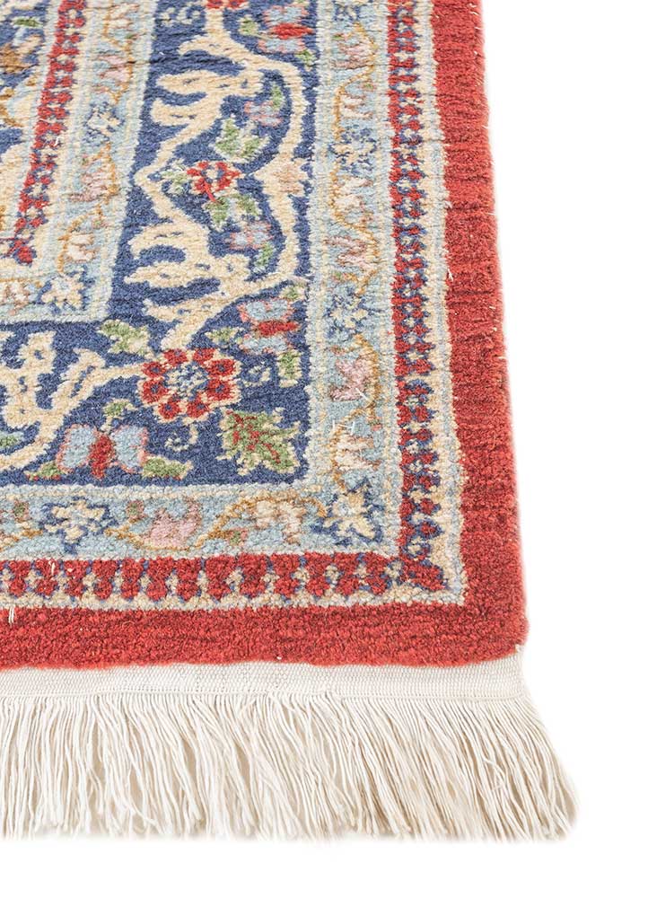 gulnar red and orange wool Hand Knotted Rug - Corner gulnar red and orange wool Hand Knotted Rug - Corner