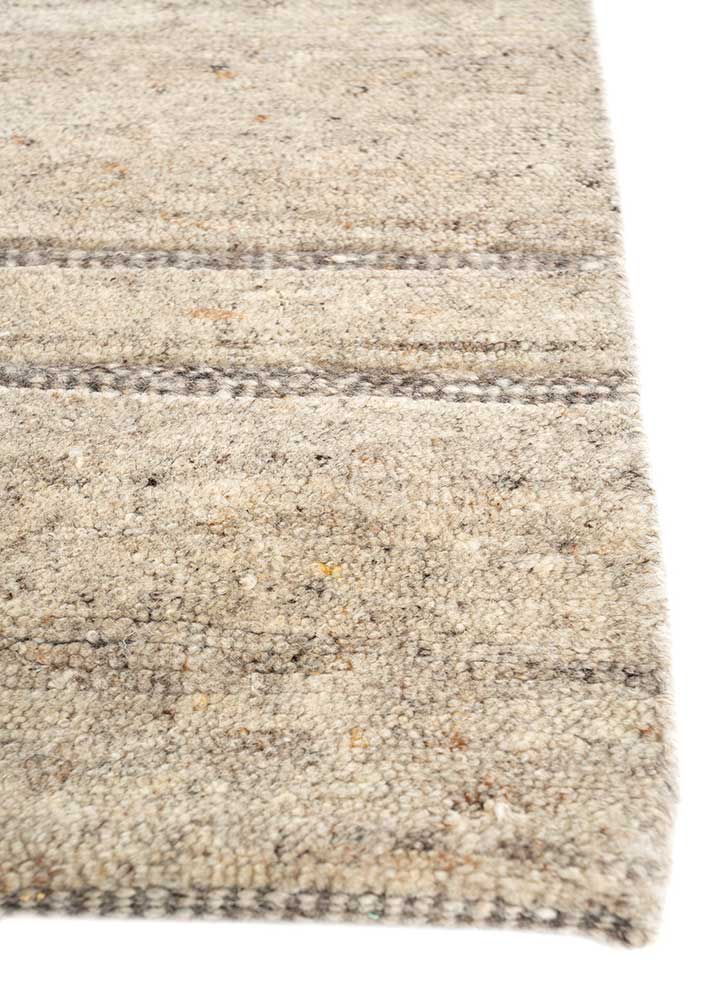 manifest beige and brown wool Hand Knotted Rug - Corner