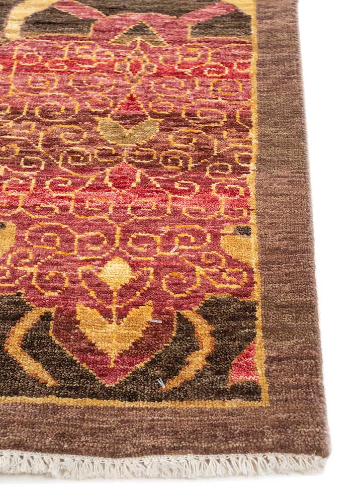 cyanna beige and brown wool Hand Knotted Rug - Corner