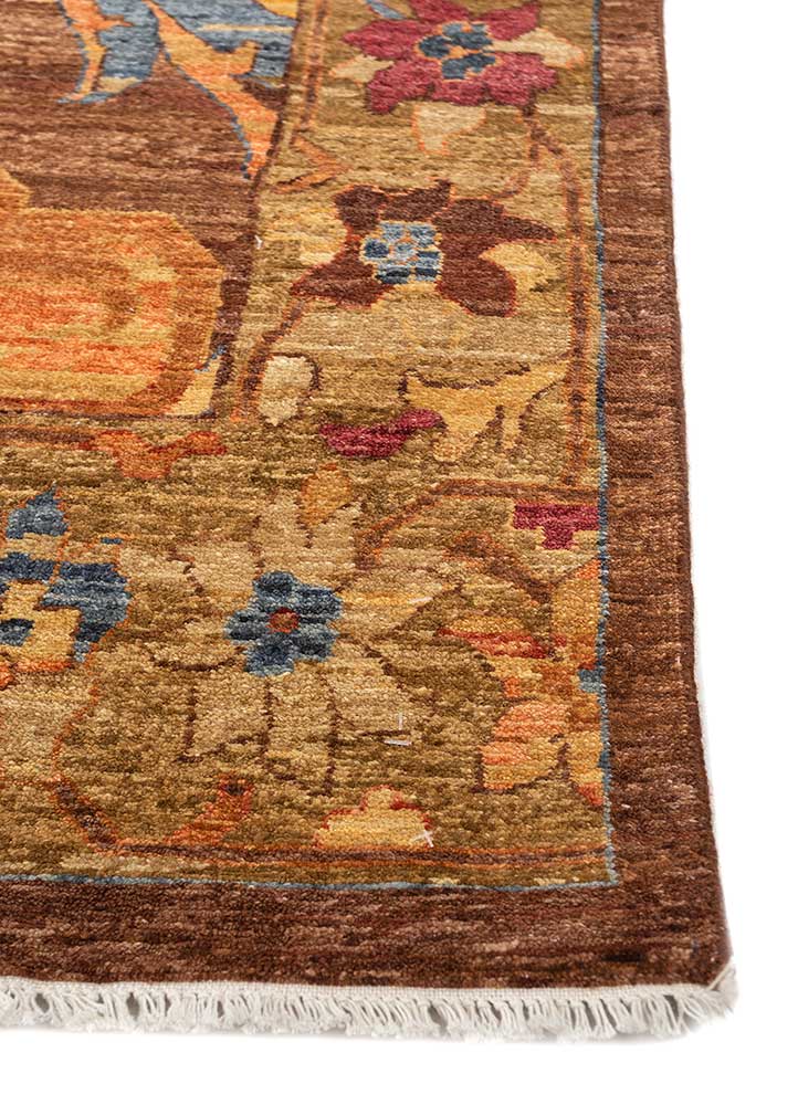 cyanna red and orange wool Hand Knotted Rug - Corner