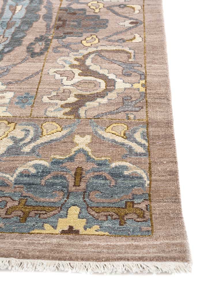 cyanna beige and brown wool Hand Knotted Rug - Corner cyanna beige and brown wool Hand Knotted Rug - Corner
