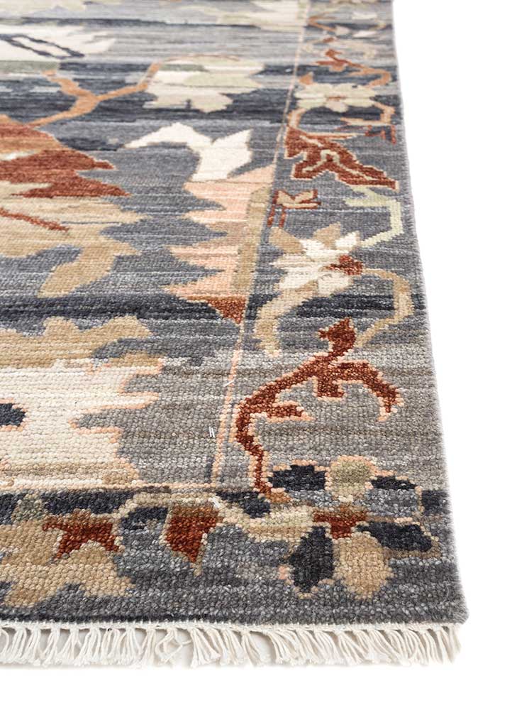 cyanna blue wool Hand Knotted Rug - Corner