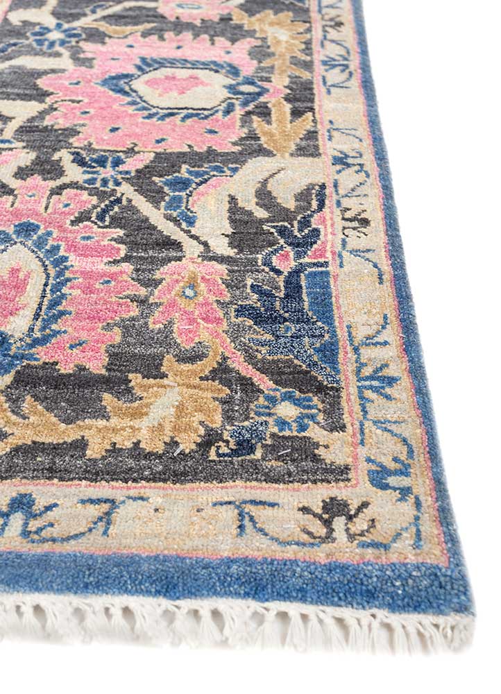 savana blue wool Hand Knotted Rug - Corner