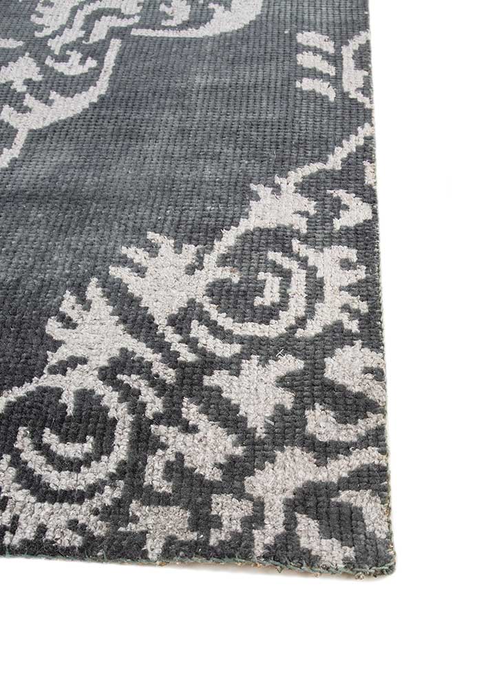 savana grey and black wool and viscose Hand Knotted Rug - Corner savana grey and black wool and viscose Hand Knotted Rug - Corner