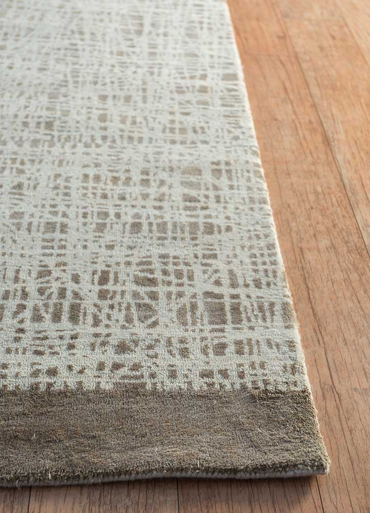 free verse by kavi beige and brown wool and silk Hand Knotted Rug - Corner