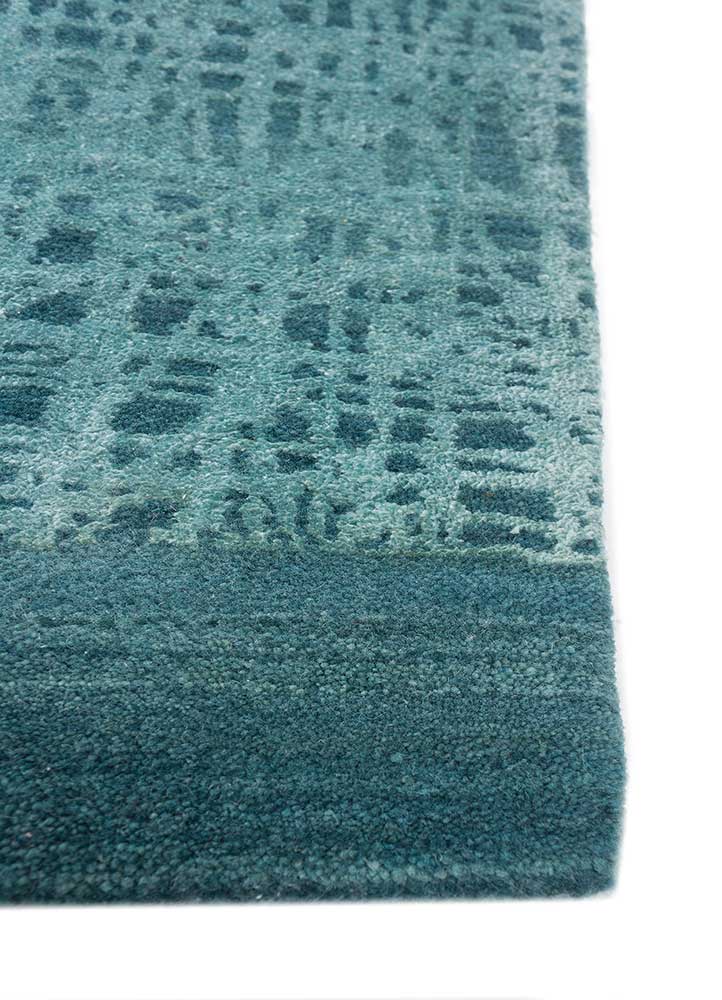 free verse by kavi blue wool and silk Hand Knotted Rug - Corner