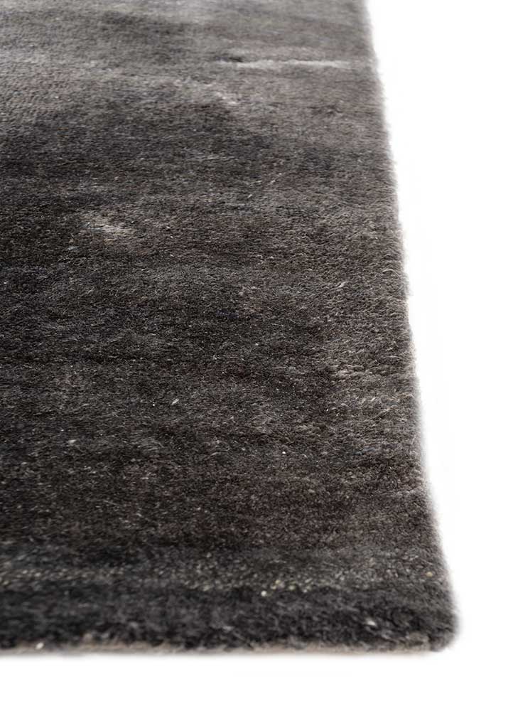 free verse by kavi grey and black wool and silk Hand Knotted Rug - Corner