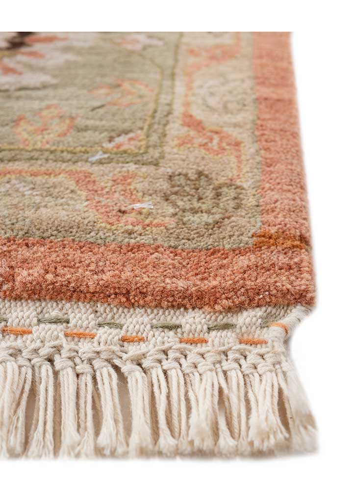 cyanna red and orange wool Hand Knotted Rug - Corner