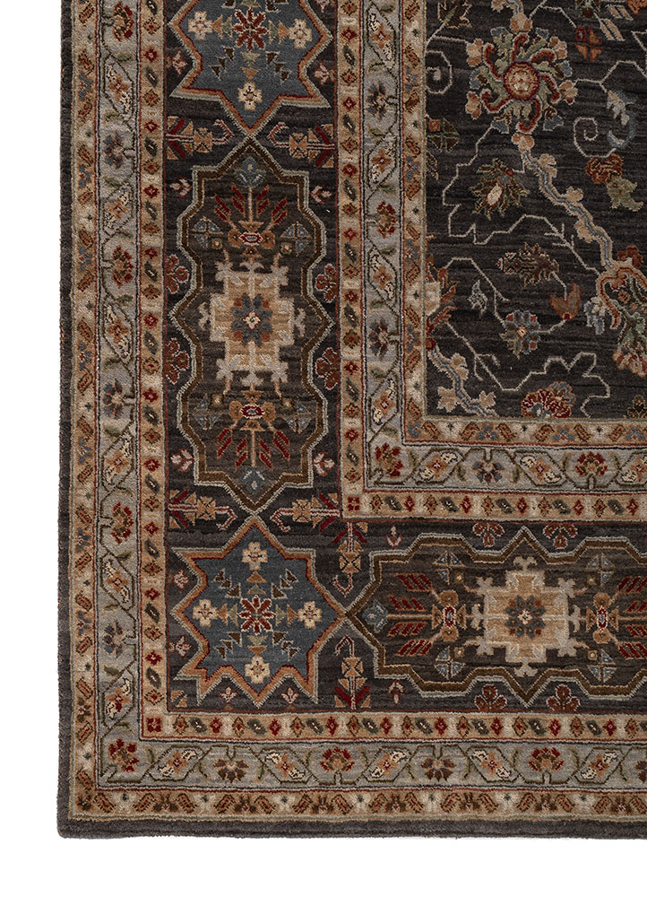 cyanna grey and black wool Hand Knotted Rug - Corner cyanna grey and black wool Hand Knotted Rug - Corner