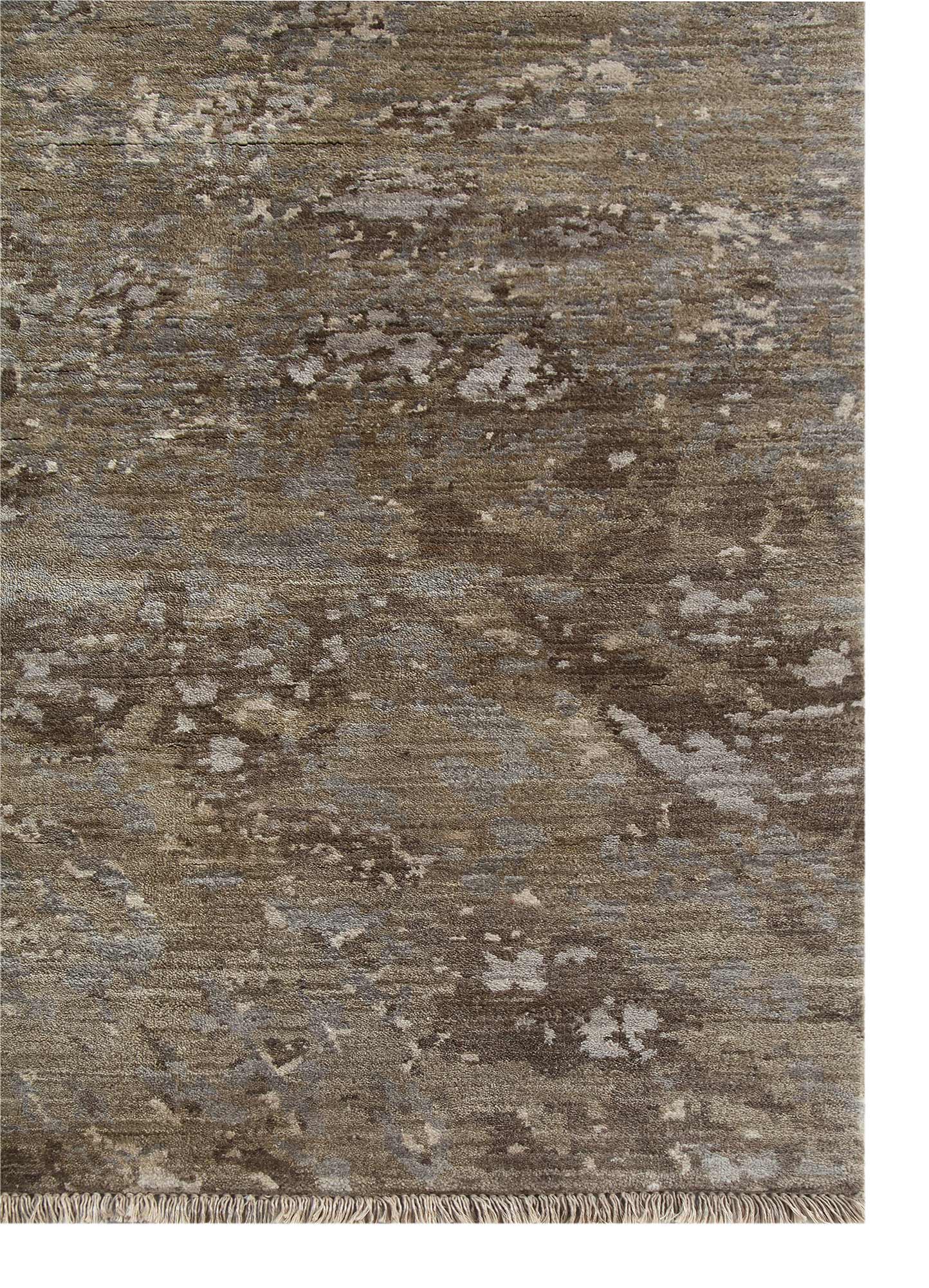 pansy beige and brown wool Hand Knotted Rug - Corner