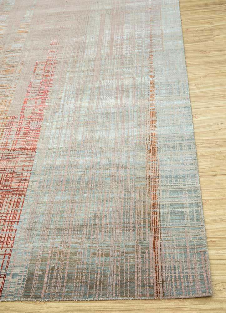 unstring by kavi multi wool and bamboo silk Hand Knotted Rug - Corner