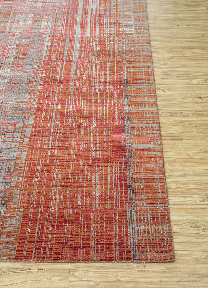 unstring by kavi grey and black wool and bamboo silk Hand Knotted Rug - Corner unstring by kavi grey and black wool and bamboo silk Hand Knotted Rug - Corner