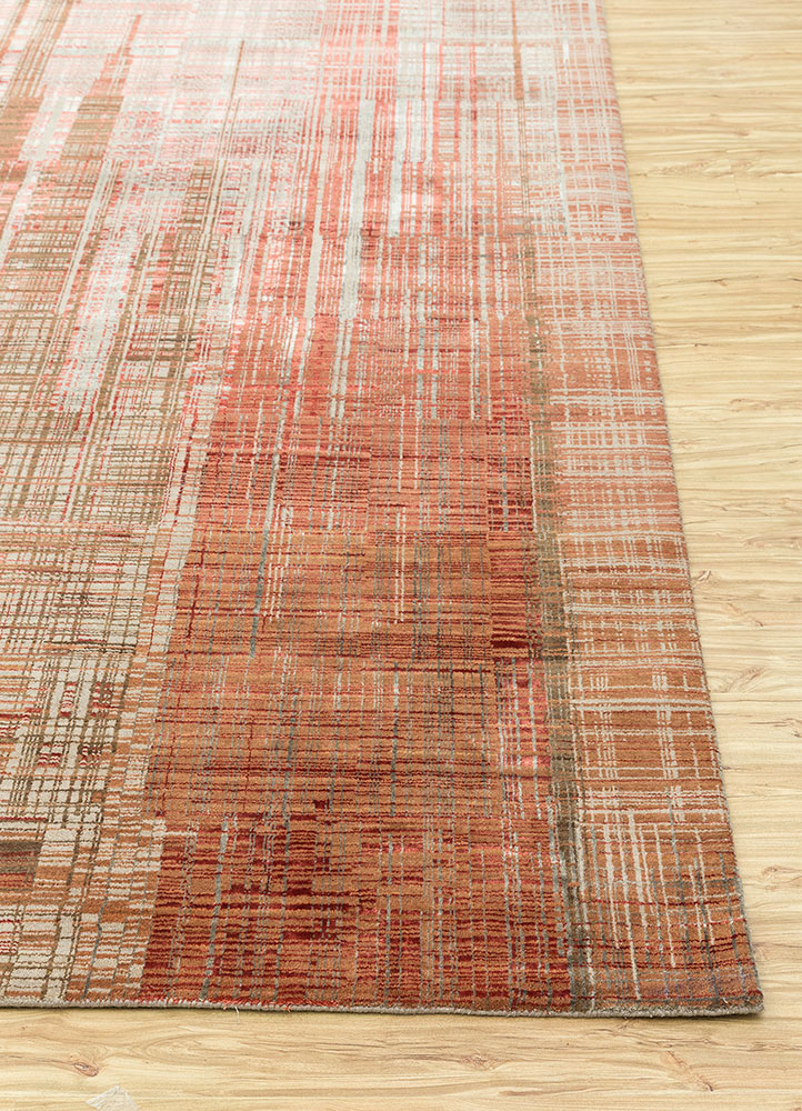 unstring by kavi ivory wool and bamboo silk Hand Knotted Rug - Corner