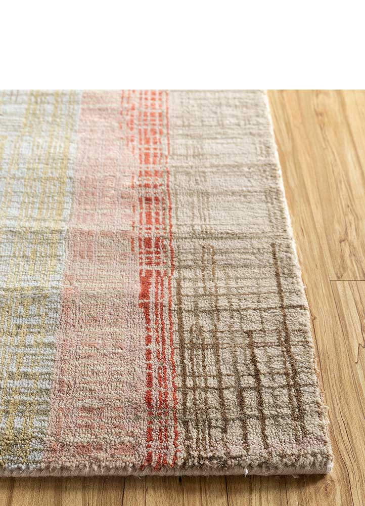 unstring by kavi ivory wool and bamboo silk Hand Knotted Rug - Corner