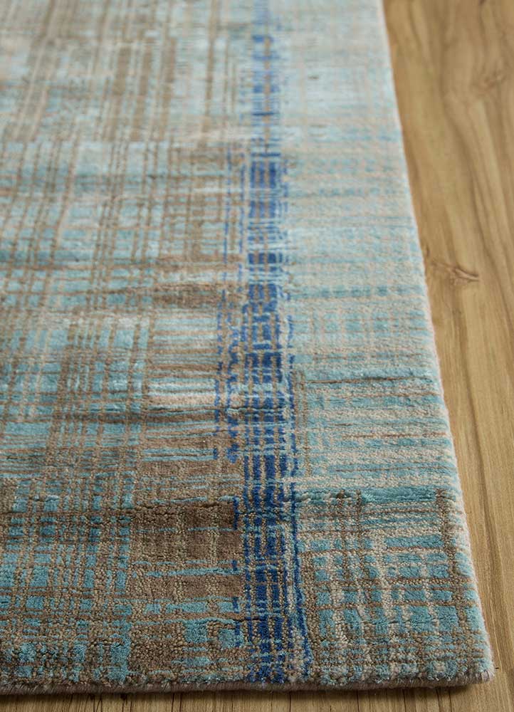 unstring by kavi beige and brown wool and bamboo silk Hand Knotted Rug - Corner unstring by kavi beige and brown wool and bamboo silk Hand Knotted Rug - Corner