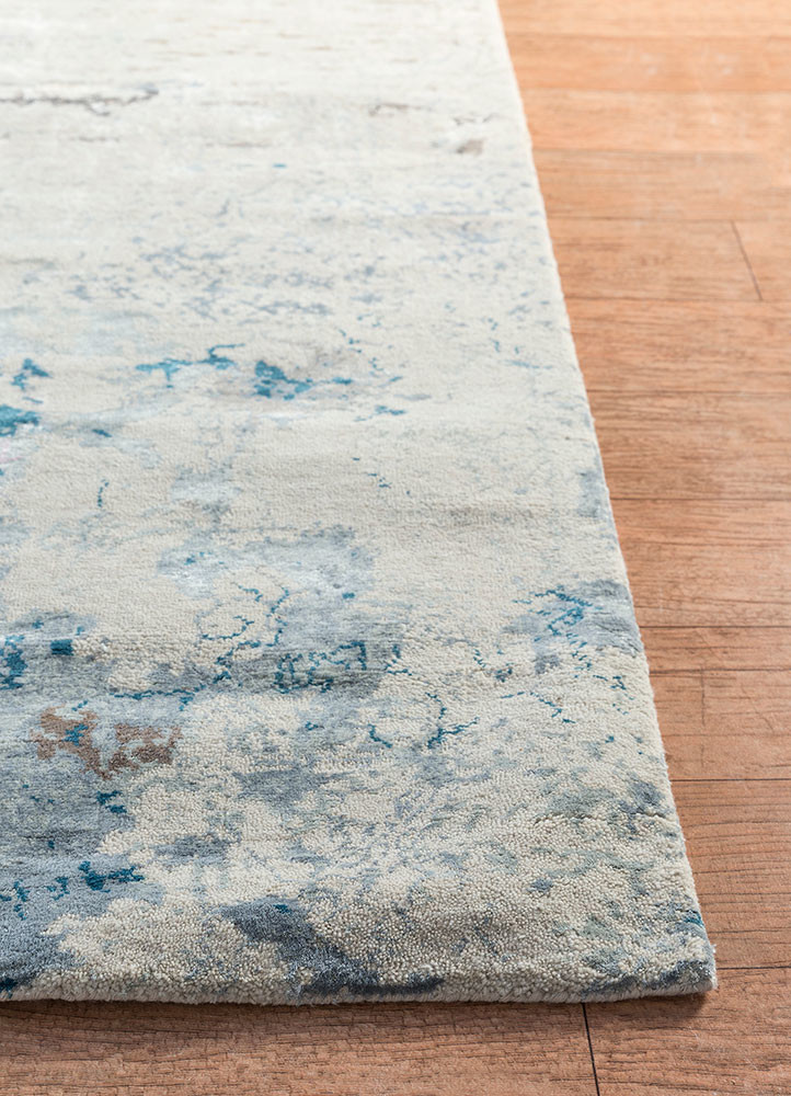 unstring by kavi ivory wool and bamboo silk Hand Knotted Rug - Corner unstring by kavi ivory wool and bamboo silk Hand Knotted Rug - Corner