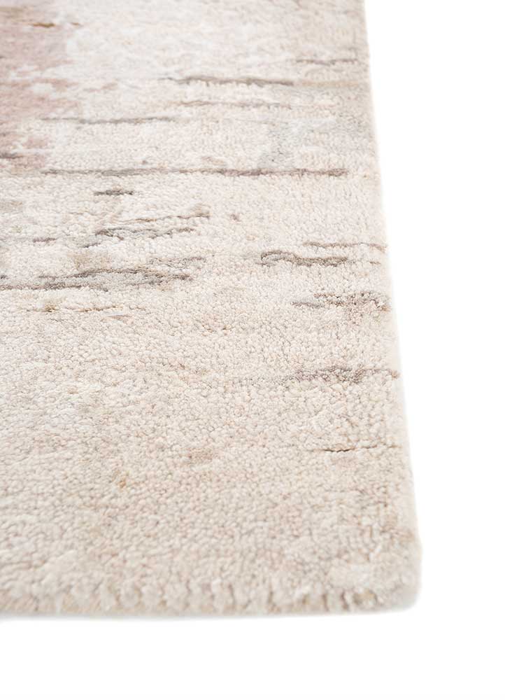 unstring by kavi ivory wool and bamboo silk Hand Knotted Rug - Corner