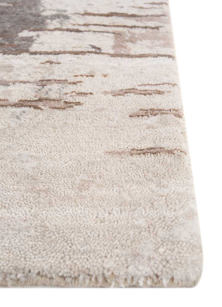 unstring by kavi ivory wool and bamboo silk Hand Knotted Rug - Corner