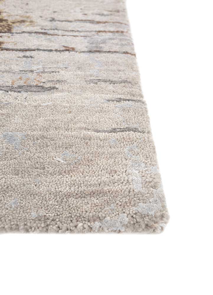 unstring by kavi grey and black wool and bamboo silk Hand Knotted Rug - Corner