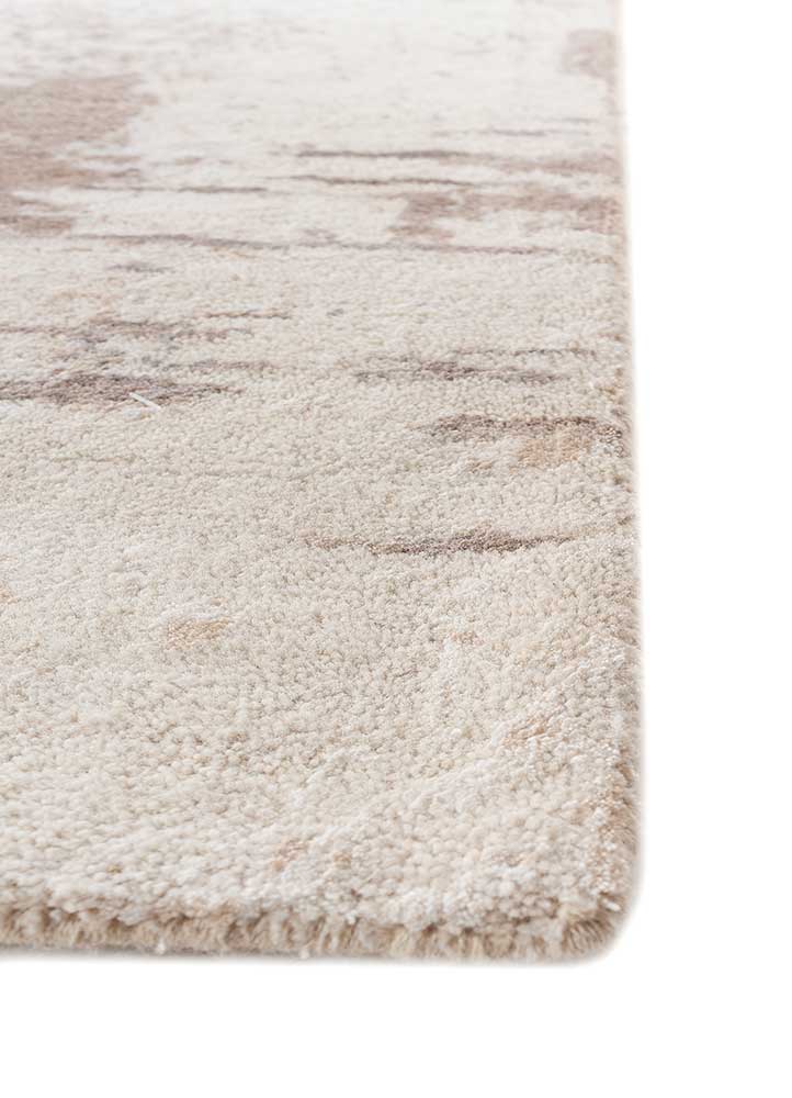 unstring by kavi ivory wool and bamboo silk Hand Knotted Rug - Corner