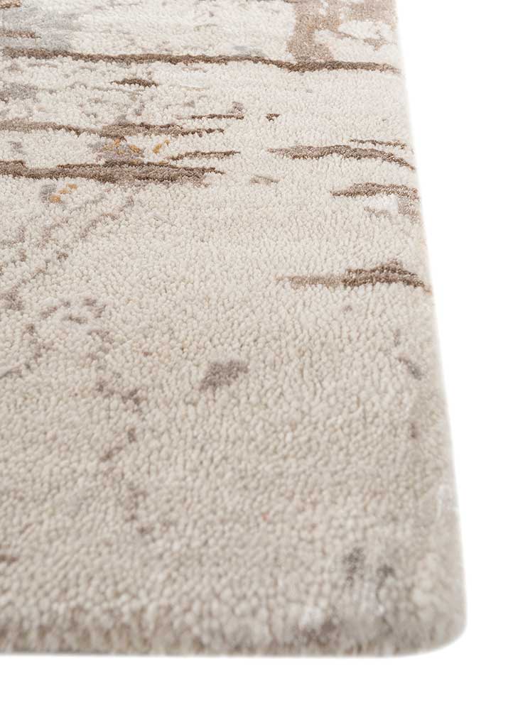 unstring by kavi ivory wool and bamboo silk Hand Knotted Rug - Corner